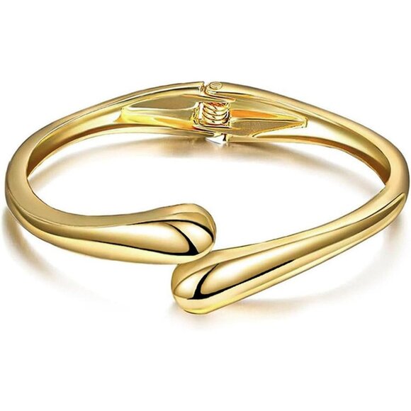 Trendy gold bangle bracelets for women teen chunky adjustable twist cuff jewelry - Picture 6 of 8